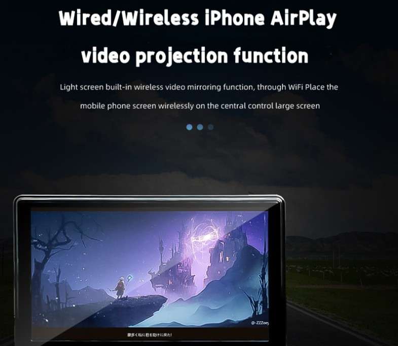 Wireless Apple CarPlay Android Auto Pad - supports iPhone and Android / Screen Mirror Reverse Camera