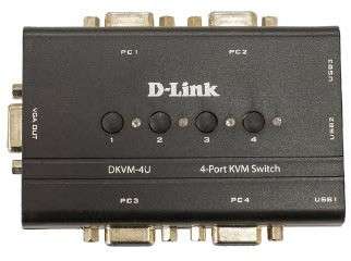 D-Link DKVM-4U 4 Port KVM Switch with 2 x 6ft Standard KVM Cables