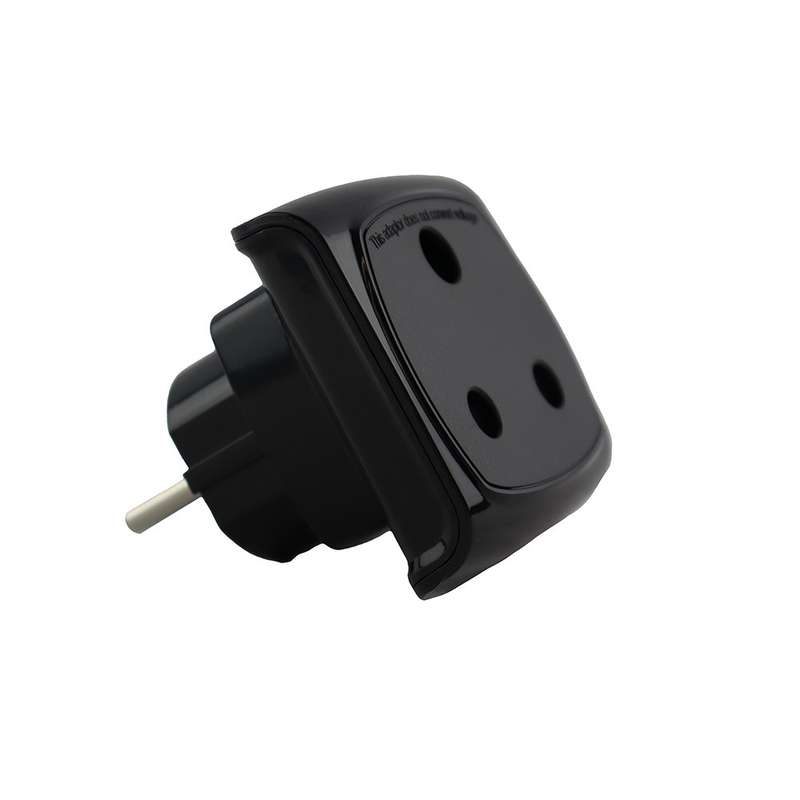 Schuko Plug to 1x 3 Pin South African Socket - Black (EU to SA)