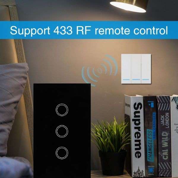EACHEN Wifi Smart Light Switch - Black / No Neutral Required 1 Gang