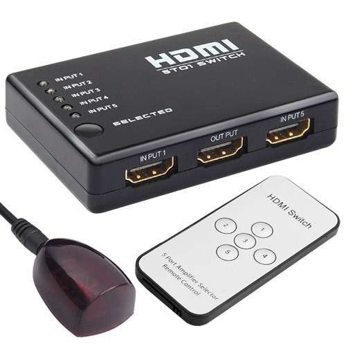 5-Port HDMI Switch with IR Remote Control (5-in- 1-out)