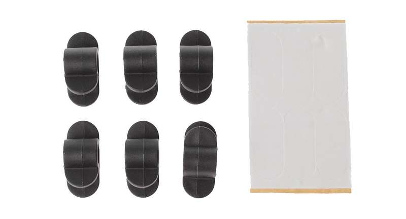 PVC Cord Clip with Self-Adhesive Tape - Black (6 Piece)