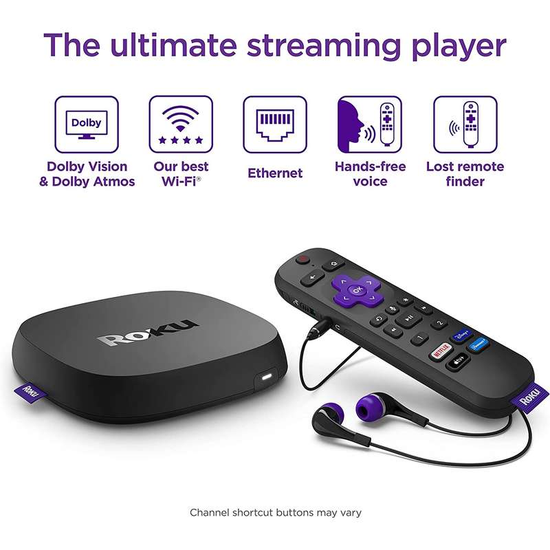 Roku Ultra 4K 4802 (2022) Streaming Device - HDR / Dolby Vision / Roku Voice Remote Pro / Hands-Free