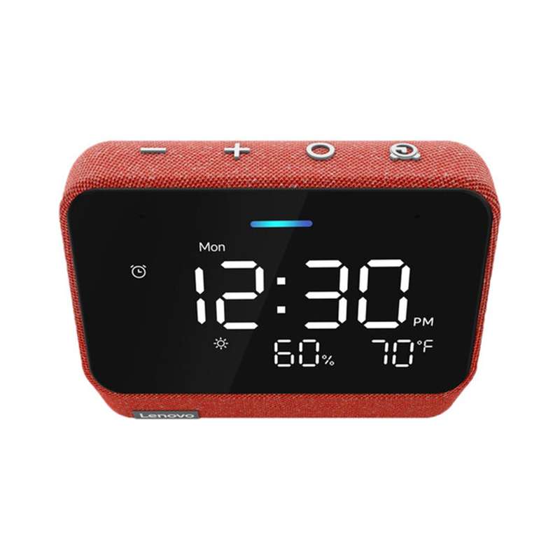 Lenovo Smart Clock Essential - with Amazon Alexa / 4" LED Display / Wi-Fi and Bluetooth Red