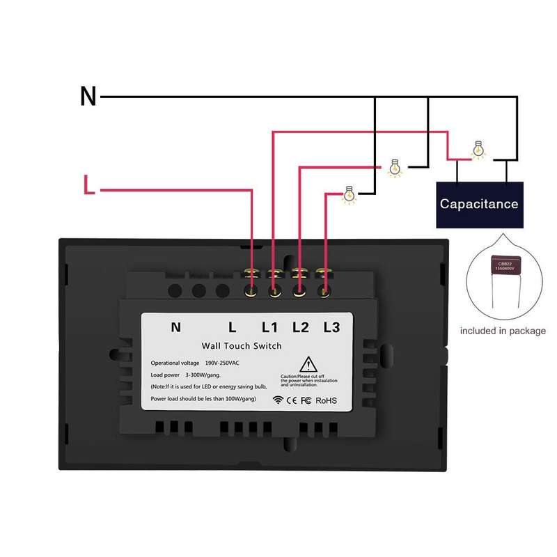 EACHEN Wifi Smart Light Switch (NO NEUTRAL REQUIRED) 2 Gang