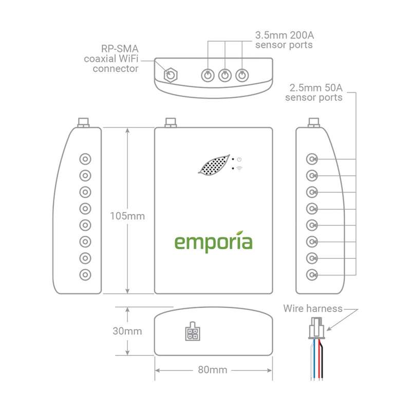 Emporia Vue Gen 2 Energy Monitor - with 2x 200A sensors