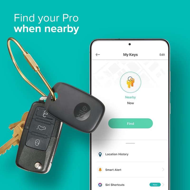 Tile Pro (2022) - Black / Up to 120m Range / Water-Resistant / Phone Finder / iOS and Android Compat