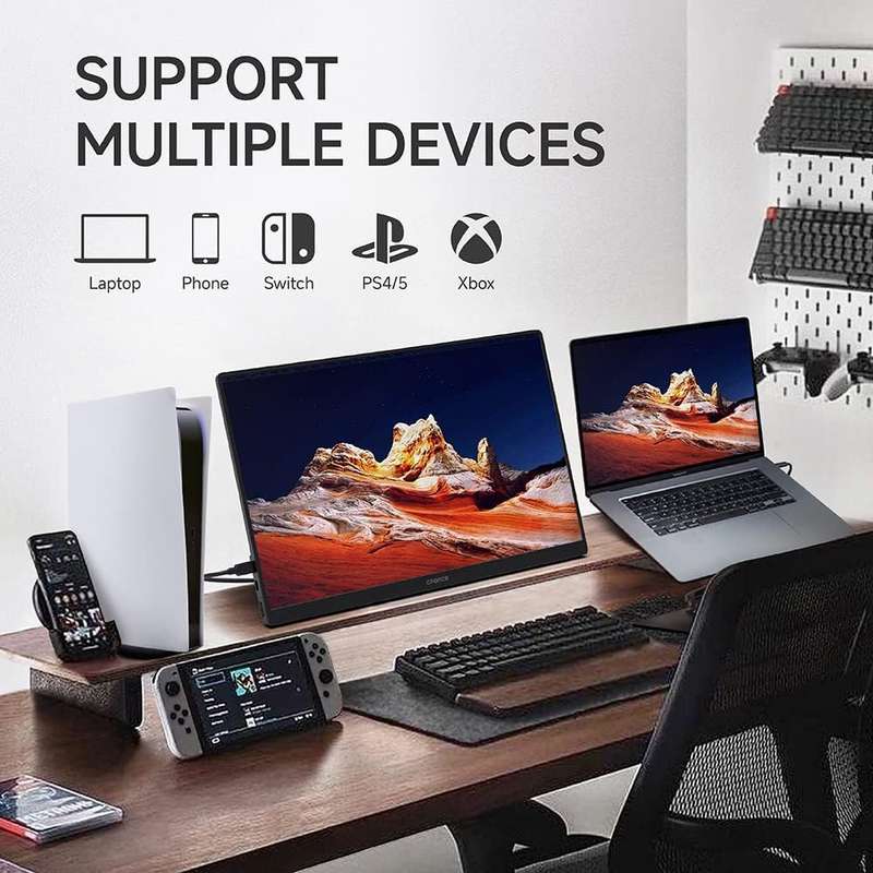 C-FORCE Portable Monitor -  for PC Mac- Phone-  Xbox- Switch- PS5 / 15.6'' / 1080P FHD / USB C / HDM