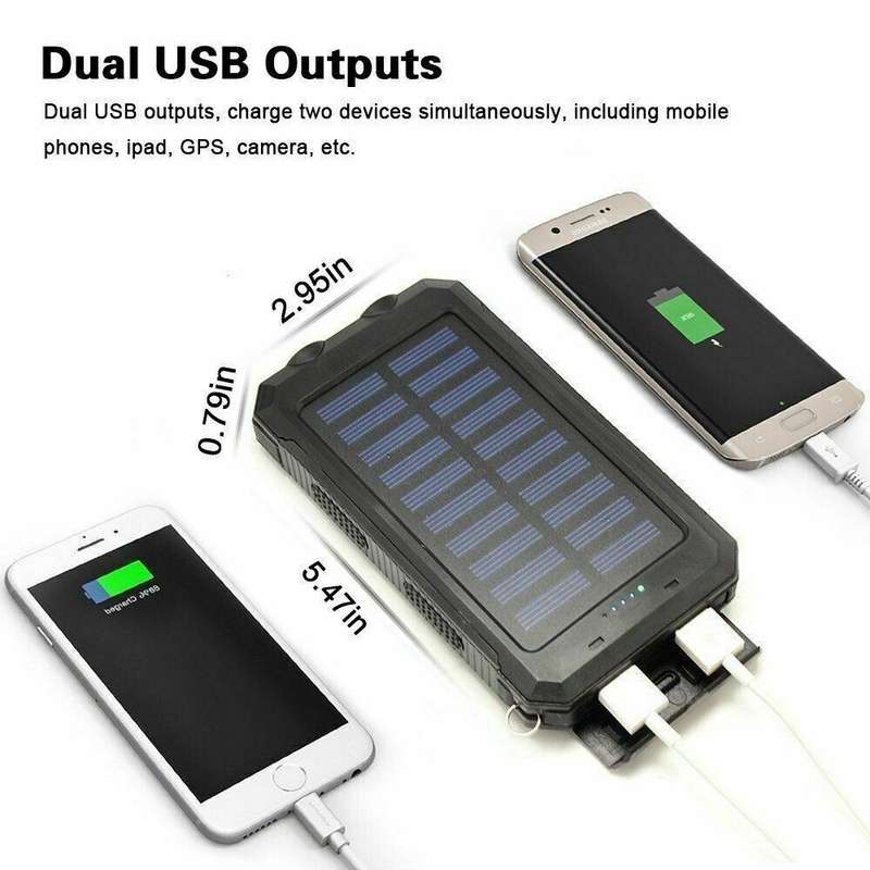 20000mAh Solar Power Bank -  2W / Waterproof / Led Light / Flash Light