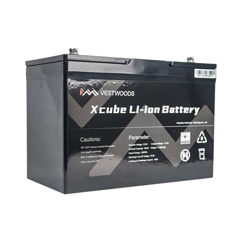 Vestwoods 100Ah 12.8V 12V Lithium-ion (LiFePO4) Battery - FIRST LIFE / 1.280kWh with BLUETOOTH / 3 Y