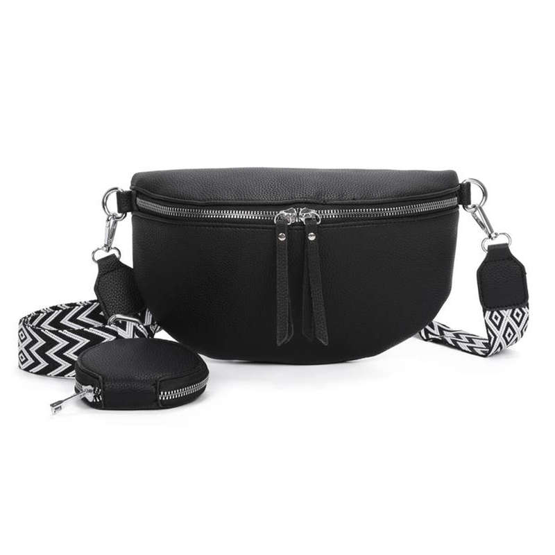 Fashionable Elegant Ladies Sling Bag - with coin purse and adjustable strap Black