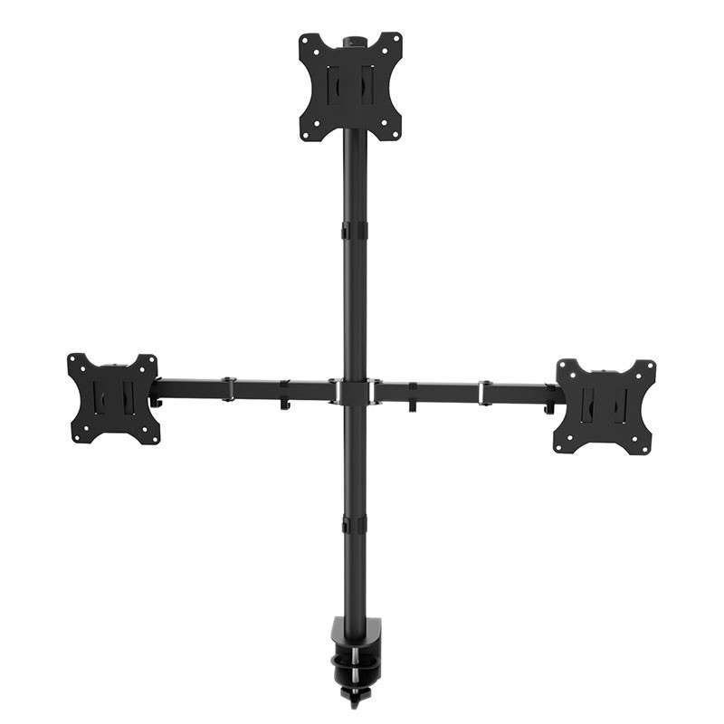 Triple Monitor Desktop Vesa Mount/Bracket - Provide 360° Rotation- 180° Swivel- and 45° Tilt