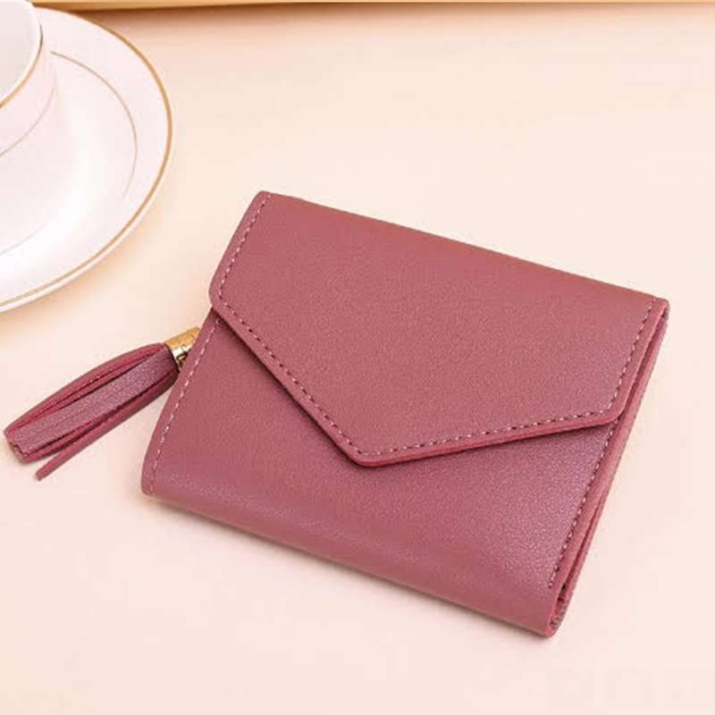 Women's Mini Tassel Wallet/Card Holder Maroon