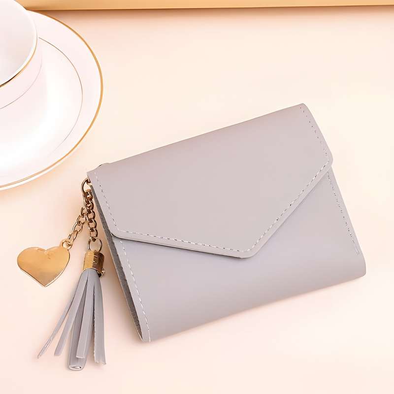 Women's Mini Tassel Wallet/Card Holder Light Grey