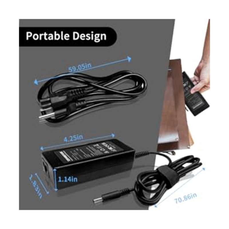65W Laptop Charger  - compatible with Dell Inspiron - Latitude - and Vostro (7.4x5.0mm DC)