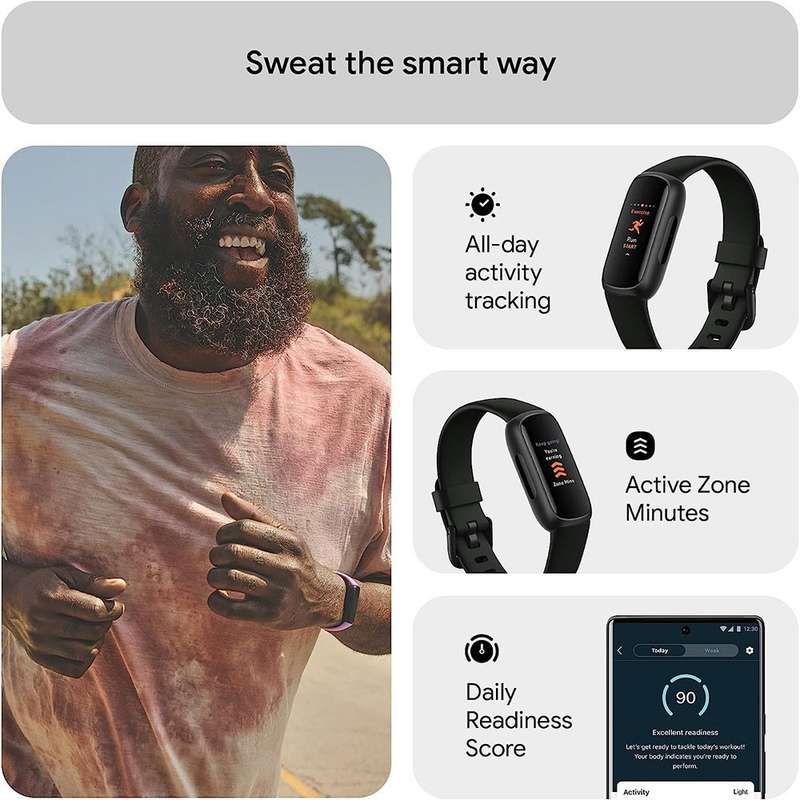 Fitbit Inspire 3 - Battery Life up to 10 days / Optical Heart rate Monitor / Vibration Motor - Used