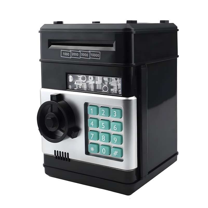 Kids Electronic Piggy Bank - for Fun & Financial Learning (Multiple Colors) Black