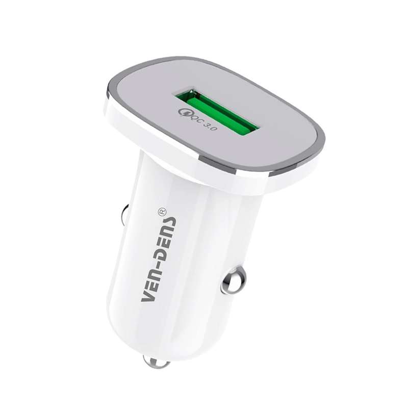 VEN-DENS USB Car Charger - White / 18W