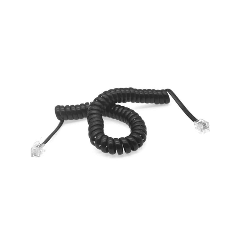 RJ11 Curly Telephone Cord - Black