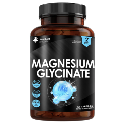 New Leaf - Magnesium Glycinate - High Strength Capsules 1040mg - Bones & Muscle Health - 120 Caps...
