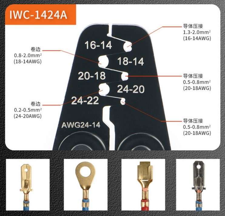 Open Barrel Crimper- 24-14AWG (IWC-1424A)