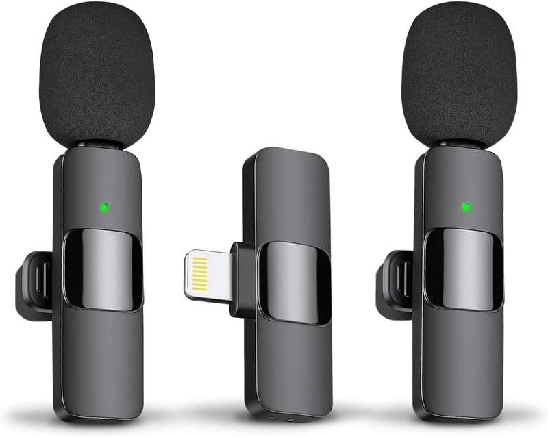 Bluetooth Lavalier Lapel Microphone for iPhone- iPad - Cordless Omnidirectional Condenser Recordi...
