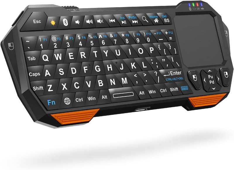 Fosmon Mini Bluetooth Keyboard (QWERTY Keypad)- Wireless Portable with Touchpad- Compatible with ...