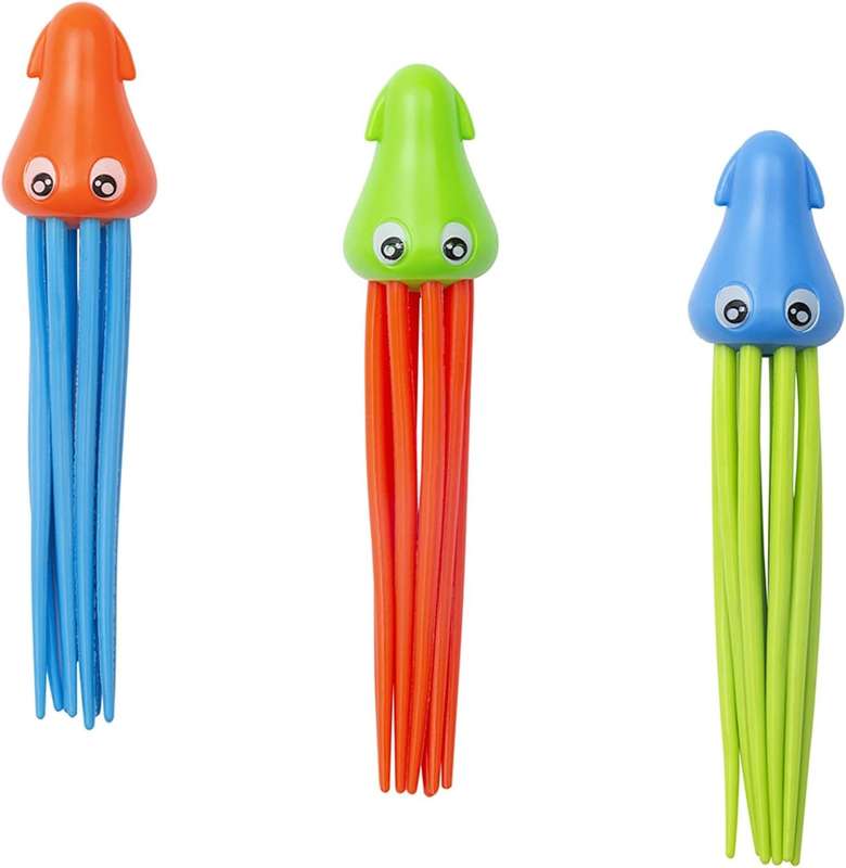 Squid Diving Pool Toy - Set of 3 for Kids - Fun Underwater Swimming Games