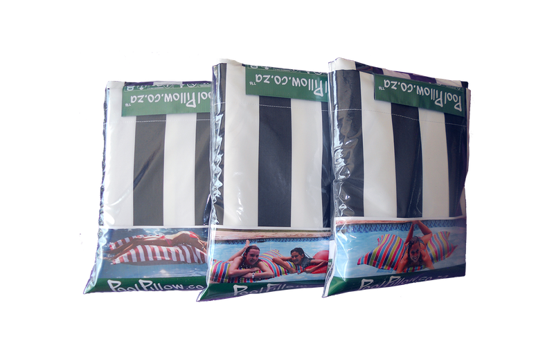 PoolPillow Turquoise Grey White Stripe Standard Flatpack