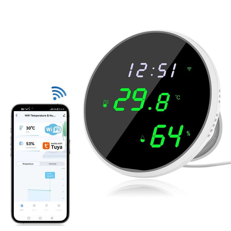 Tuya Smart Wi-Fi LED Sensor (Temperature & Humidity) - Smart Home Climate Sensor (Hygrometer Ther...