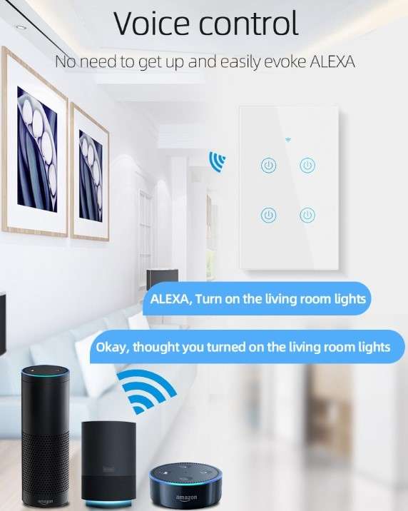Apple Homekit Compatible Smart Switch - Wifi(No Neutral Required) 4 Gang