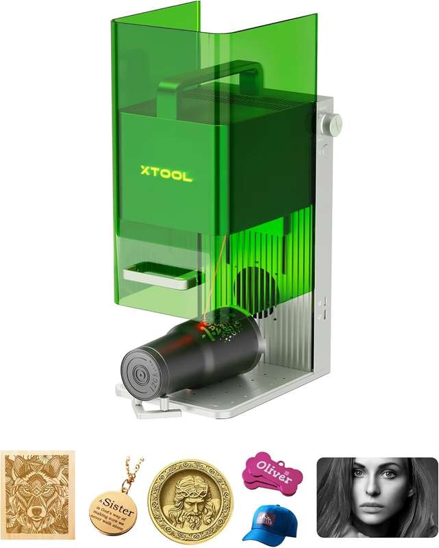 xTool F1 2-in-1 Dual Laser Engraver - High-Speed Portable Fiber Laser for Jewelry- Metal- Wood & ...