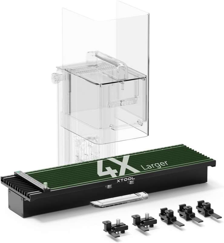 xTool F1 Slide Extension - Expand Laser Engraving Area to 115x400mm- Includes 5 Clamps for Stabil...