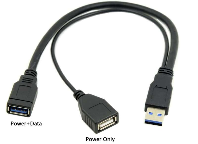 USB 3.0 Splitter Y Cable USB 1 Male to 2 Female Extra Power Data Extension Cable for 2.5" Mobile ...