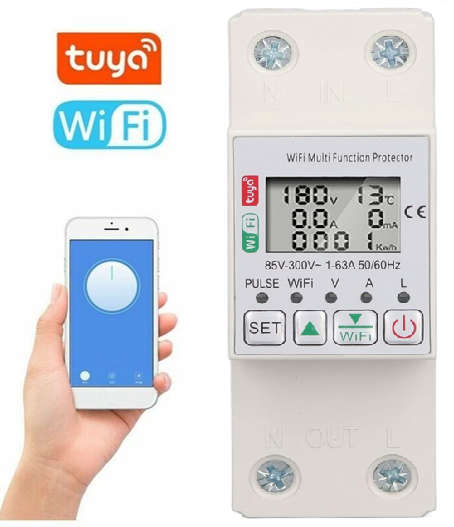 WIFI Smart Circuit Breaker Type Timer - 63A with Power KWh Monitoring - Tuya Smart App - Geyser T...