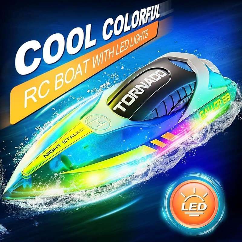 High-Speed LED RC Boat with One-Key Recovery & 120-Minute Battery Life - Demo Unit - Works 100%