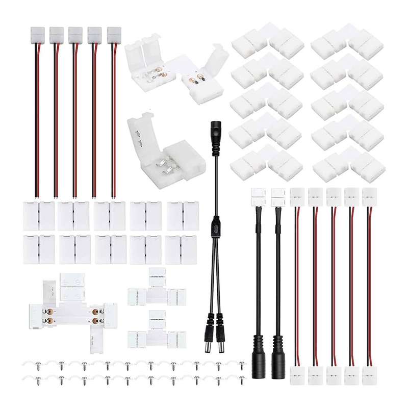 2 Pin 10mm LED Connector Kit for Single Color 5050 Led Strip Lights