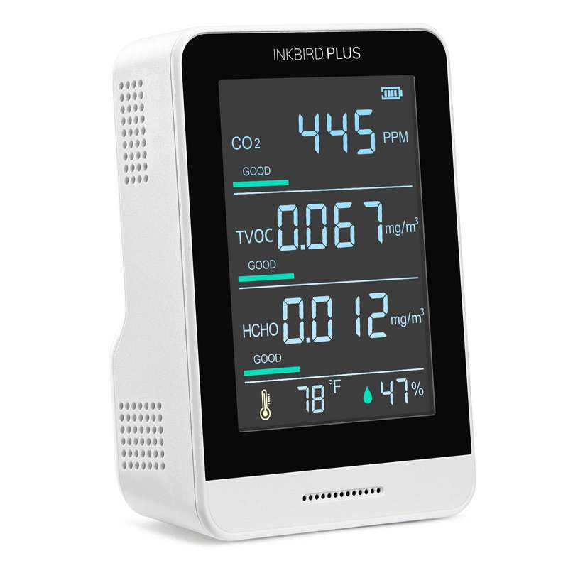 5-in-1 Air Quality Monitor - Breath Easy with Real-Time Air Quality Readings (Multiple Colors) Black