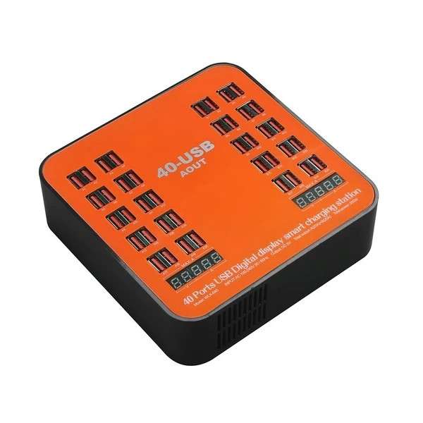 40-Port USB Digital Display Smart Charging Station AC100-240V