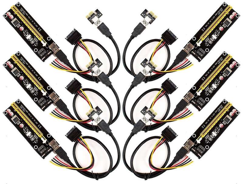PCIe (PCI-e) USB Riser Card (MOLEX and SATA Powered) - GPU Mining (1x ¿ 16x) - 6 PACK (bulk)