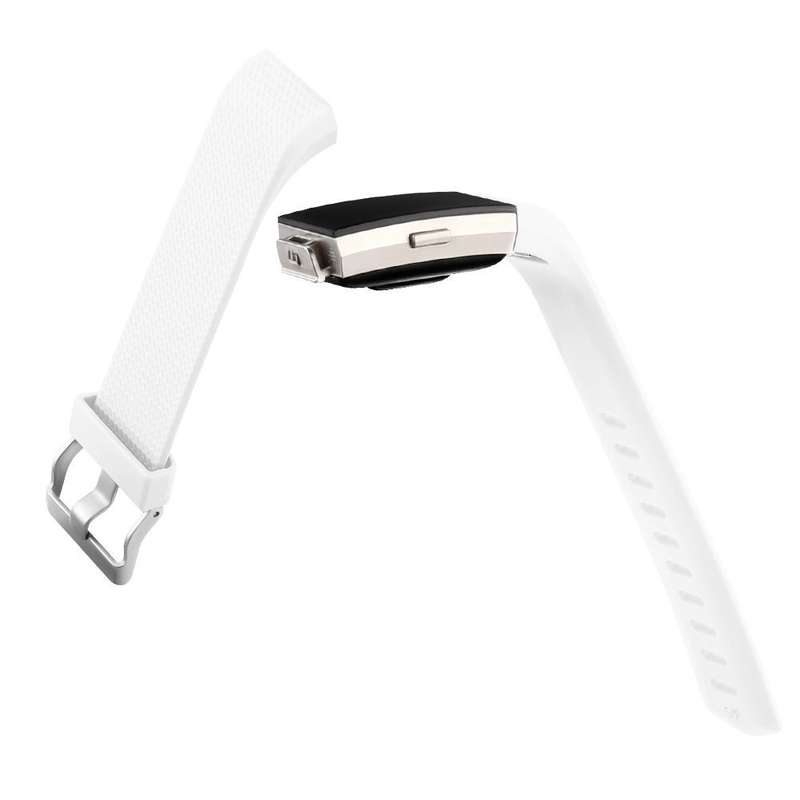 Fitbit Charge 2 Silicon Band - Adjustable Replacement Strap - WHITE (Large)