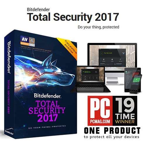 Bitdefender BDESD-TS5 Total Security Multi-Device 2017 5 Devices 1 Year License (ESD) - Bitdefender