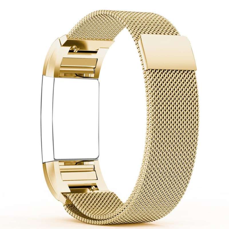 Fitbit Charge 2 Stainless Steel Band - Adjustable Replacement Strap with Magnetic Lock - Gold