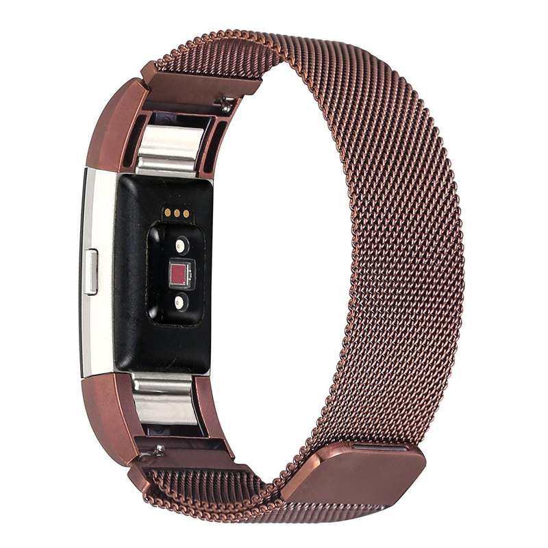 Fitbit Charge 2 Stainless Steel Band - Adjustable Replacement Strap with Magnetic Lock - Coffee B...
