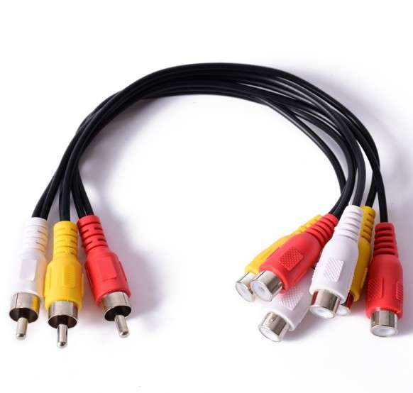 3 RCA Male To 6 RCA Female Splitter AV Cable