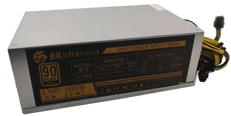 OEM 90 Plus Gold 1800W Mining PCI-E Power Supply (PSU) - 10x PCI Express - 2199g