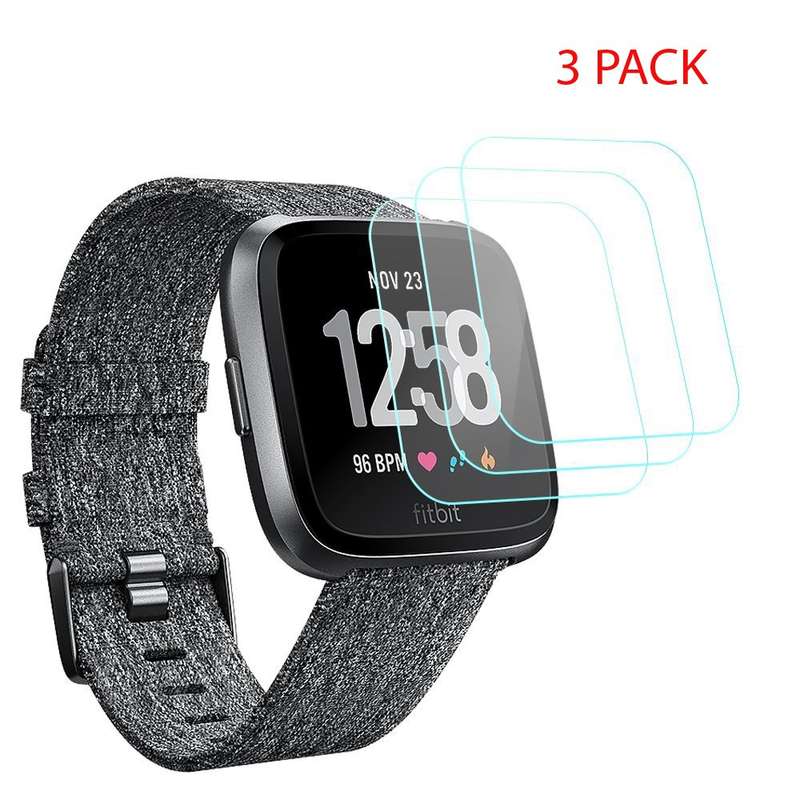 Fitbit Versa Screen Protector 9H Tempered Glass Round Edge Crystal Clear (3 pack)