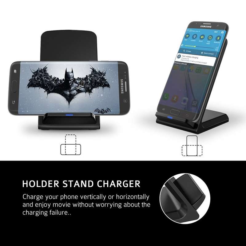 Fast Charge Wireless Desktop Charging Stand Charger - 2-Coil Qi