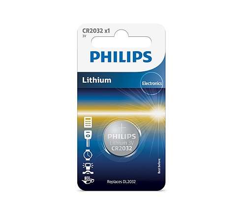 Philips  CR2032/01B  Minicells Battery CR2032 Lithium Sold as Box of 10 - Philips