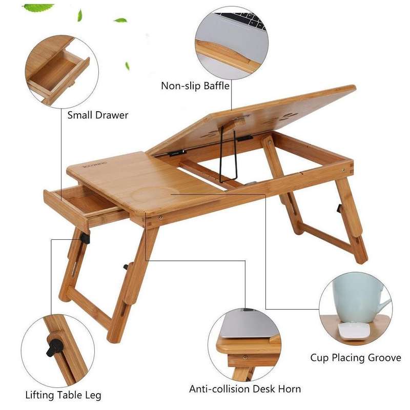 Microworld LPT001 Bamboo Laptop Table - Microworld